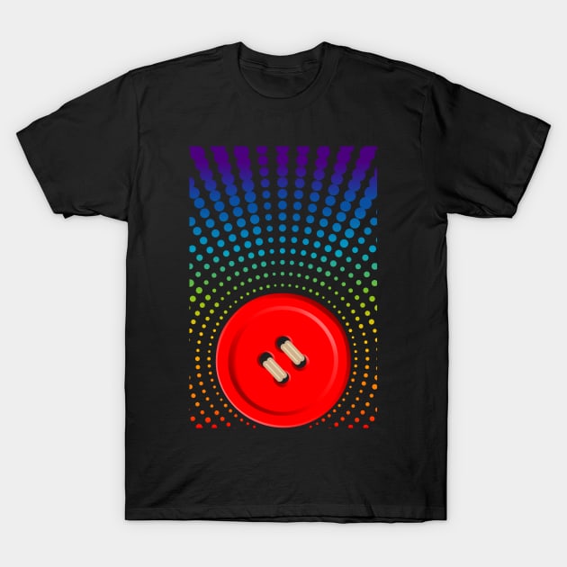 Radiation Button T-Shirt by Spazashop Designs